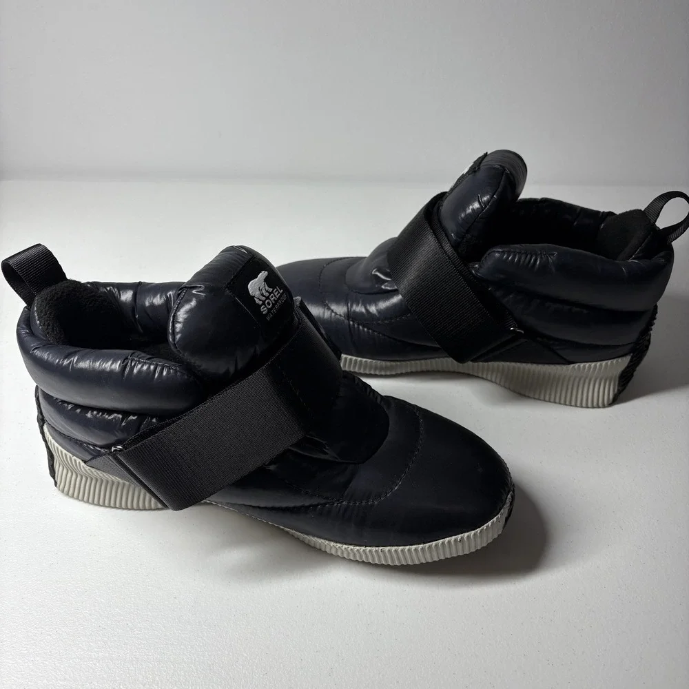 SOREL Womens Out‎ N About Puffy Waterproof Winter Sneaker Boots Size 8 Navy Blue